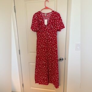 a new day Red Floral Midi Dress